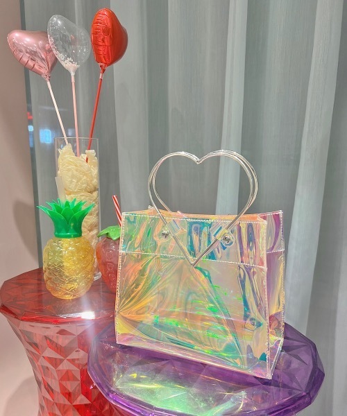 lilLilly(リルリリー)の「ハートハンドルPVCスクエアミニバッグ(ハンドバッグ・レディース・マルチ/クリア/ピンク・FREE)」の18枚目の写真