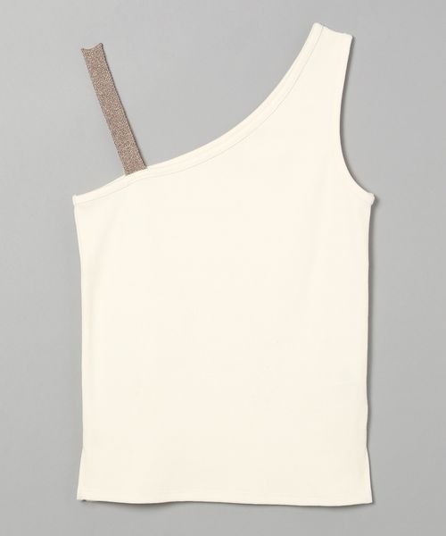 JEANASIS（ジーナシス）の「アシメラメストラップリブタンク/198067（タンクトップ・レディース・ホワイト系その他/ブラック系その他・FREE）」の2枚目の写真