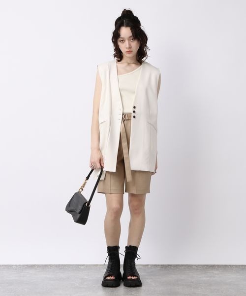 JEANASIS（ジーナシス）の「アシメラメストラップリブタンク/198067（タンクトップ・レディース・ホワイト系その他/ブラック系その他・FREE）」の3枚目の写真