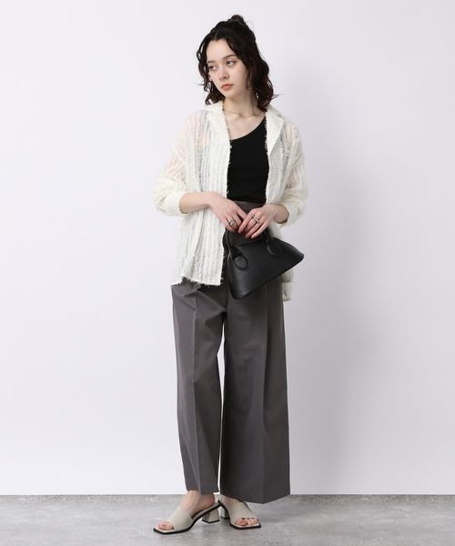 JEANASIS（ジーナシス）の「アシメラメストラップリブタンク/198067（タンクトップ・レディース・ホワイト系その他/ブラック系その他・FREE）」の6枚目の写真