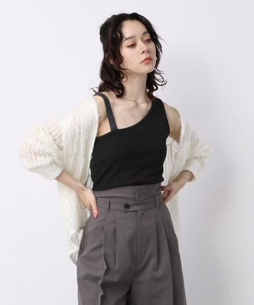 JEANASIS（ジーナシス）の「アシメラメストラップリブタンク/198067（タンクトップ・レディース・ホワイト系その他/ブラック系その他・FREE）」の8枚目の写真