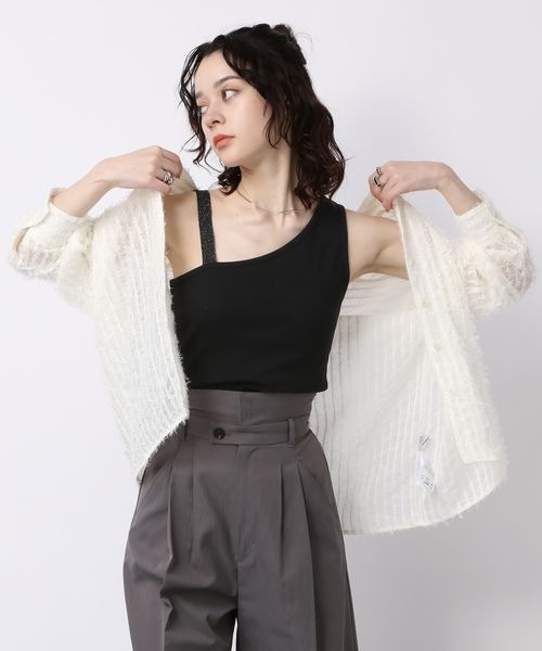 JEANASIS（ジーナシス）の「アシメラメストラップリブタンク/198067（タンクトップ・レディース・ホワイト系その他/ブラック系その他・FREE）」の9枚目の写真