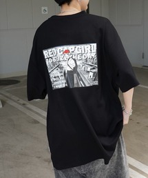 【RED CAP GIRL】 バックイラスト / バック転写 ワンポイント刺繍 ドレープとろみ ポンチ ビッグシルエットプリントTシャツ