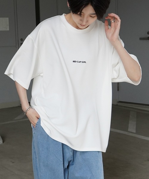Red Cap Girl（レッドキャプガール）の「【RED CAP GIRL】 バックイラスト / バック転写 ワンポイント刺繍 ドレープとろみ ポンチ ビッグシルエットプリントTシャツ（Tシャツ/カットソー・メンズ・ホワイト系その他/サックスブルー系/ブラック/サックスブルー/ベージュ/ベージュ系その他/ホワイト/ブラック系その他/ライトグレー/ライトグレー系/ライトグレー系2/ライトグレー系3/ホワイト系その他2/ホワイト系その他3/ブラック系その他2/ブラック系その他3/ブルー系2/ブルー系3・M/L/XL）」の20枚目の写真