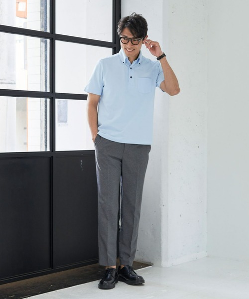 Pitta Re:)(ピッタリ)の「ビズポロ スキッパーボタンダウン 半袖ビジネスポロシャツ(ポロシャツ・メンズ・サックスブルー・S/M/L/LL)」の5枚目の写真