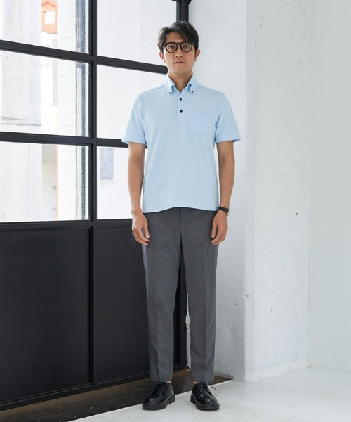 Pitta Re:)(ピッタリ)の「ビズポロ スキッパーボタンダウン 半袖ビジネスポロシャツ(ポロシャツ・メンズ・サックスブルー・S/M/L/LL)」の6枚目の写真