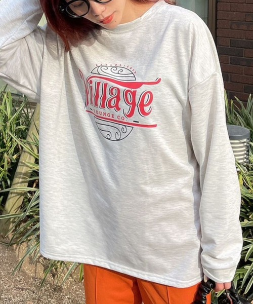 Eglly（エグリー）の「Village ロンT（Tシャツ/カットソー・レディース・グレー/ホワイト/イエロー・FREE）」の2枚目の写真