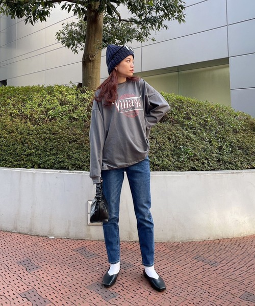 Eglly（エグリー）の「Village ロンT（Tシャツ/カットソー・レディース・グレー/ホワイト/イエロー・FREE）」の8枚目の写真