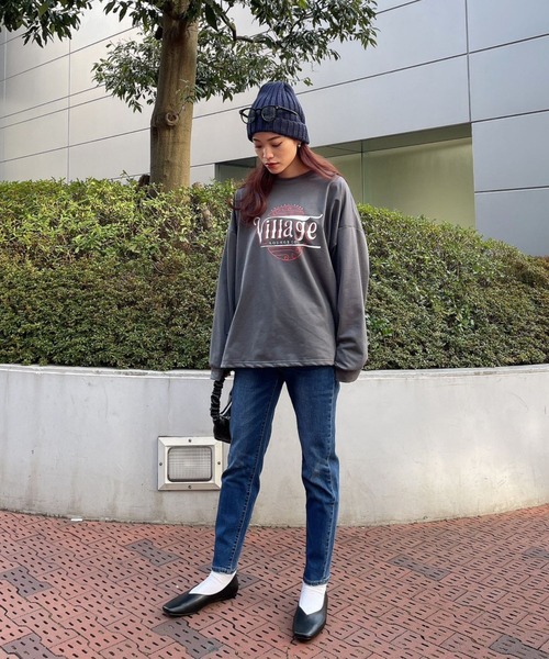 Eglly（エグリー）の「Village ロンT（Tシャツ/カットソー・レディース・グレー/ホワイト/イエロー・FREE）」の6枚目の写真