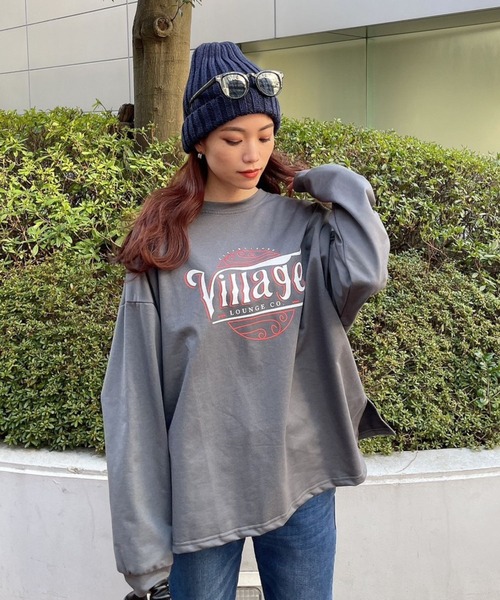 Eglly（エグリー）の「Village ロンT（Tシャツ/カットソー・レディース・グレー/ホワイト/イエロー・FREE）」の11枚目の写真