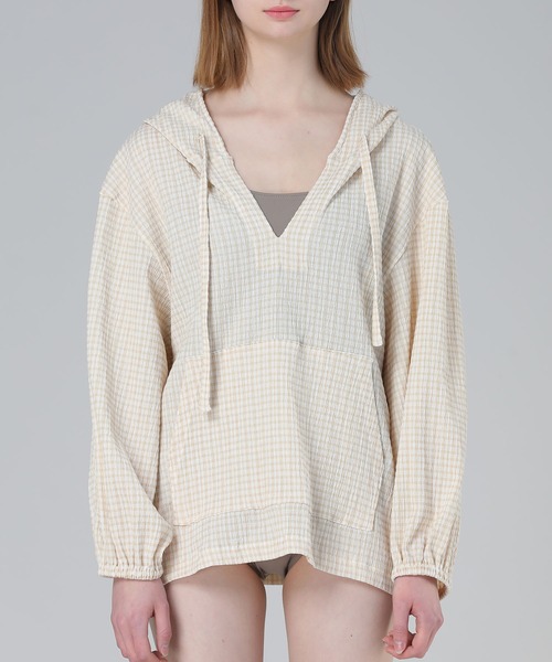 セール】チェック柄フーデットラッシュガード（ラッシュガード）｜Lace
