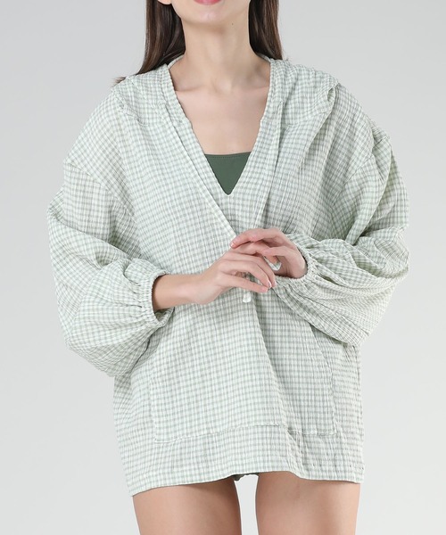 セール】チェック柄フーデットラッシュガード（ラッシュガード）｜Lace