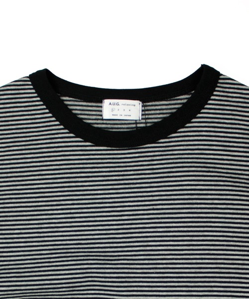 A.U.G. relaxing(オーグリラクシング)の「A.U.G. relaxing キルト 40/2 天竺 ボーダー Tee (MADE IN JAPAN)(Tシャツ/カットソー・レディース・ライトブルー/ブラック×ホワイト/チャコールグレー×ブラック/パープル・FREE)」の19枚目の写真