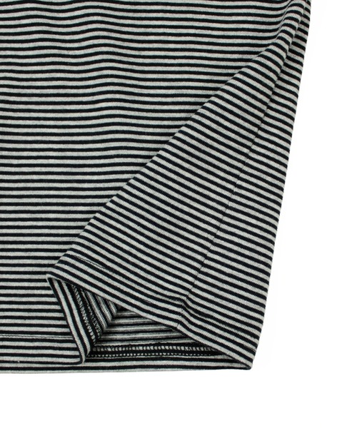 A.U.G. relaxing(オーグリラクシング)の「A.U.G. relaxing キルト 40/2 天竺 ボーダー Tee (MADE IN JAPAN)(Tシャツ/カットソー・レディース・ライトブルー/ブラック×ホワイト/チャコールグレー×ブラック/パープル・FREE)」の6枚目の写真