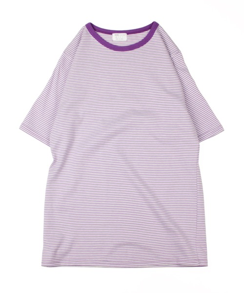 A.U.G. relaxing(オーグリラクシング)の「A.U.G. relaxing キルト 40/2 天竺 ボーダー Tee (MADE IN JAPAN)(Tシャツ/カットソー・レディース・ライトブルー/ブラック×ホワイト/チャコールグレー×ブラック/パープル・FREE)」の15枚目の写真