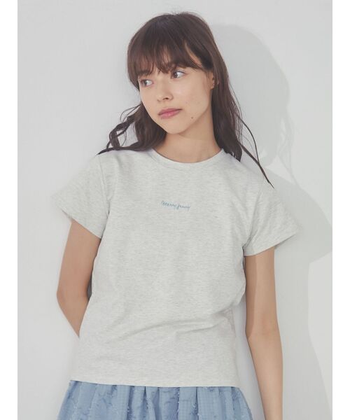merry jenny（メリージェニー）の「merry jenny embroidery tee（Tシャツ/カットソー・レディース・オフホワイト/ピンク/グレー・FREE）」の5枚目の写真