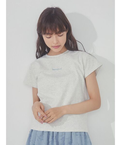 merry jenny（メリージェニー）の「merry jenny embroidery tee（Tシャツ/カットソー・レディース・オフホワイト/ピンク/グレー・FREE）」の6枚目の写真