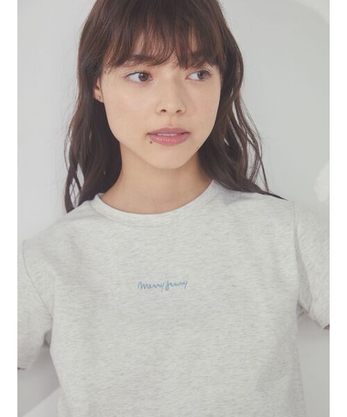 merry jenny（メリージェニー）の「merry jenny embroidery tee（Tシャツ/カットソー・レディース・オフホワイト/ピンク/グレー・FREE）」の7枚目の写真