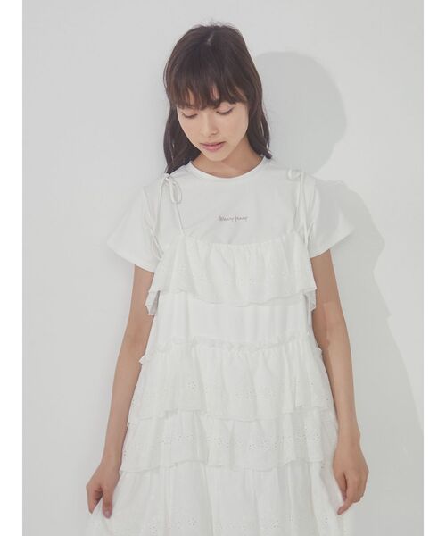 merry jenny（メリージェニー）の「merry jenny embroidery tee（Tシャツ/カットソー・レディース・オフホワイト/ピンク/グレー・FREE）」の13枚目の写真