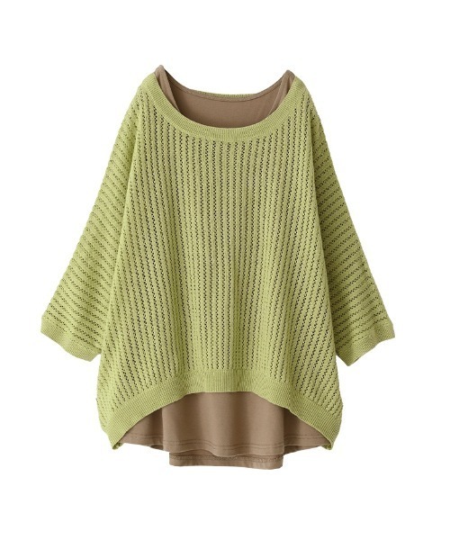 n'OrLABEL（ノアールレーベル）の「透かし編みニット×タンク2点セット（ニット/セーター・レディース・ベージュ/チャコール/グリーン・1/2）」の3枚目の写真
