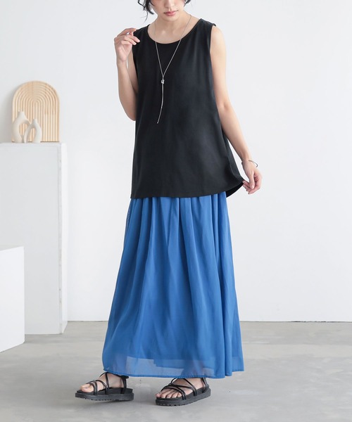 n'OrLABEL（ノアールレーベル）の「透かし編みニット×タンク2点セット（ニット/セーター・レディース・ベージュ/チャコール/グリーン・1/2）」の11枚目の写真