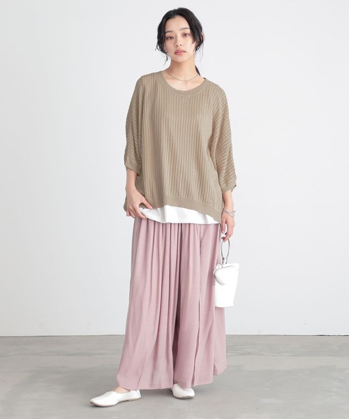 n'OrLABEL（ノアールレーベル）の「透かし編みニット×タンク2点セット（ニット/セーター・レディース・ベージュ/チャコール/グリーン・1/2）」の16枚目の写真