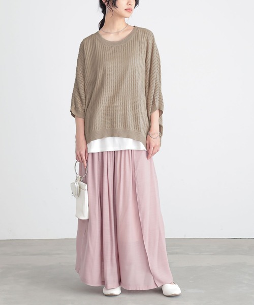 n'OrLABEL（ノアールレーベル）の「透かし編みニット×タンク2点セット（ニット/セーター・レディース・ベージュ/チャコール/グリーン・1/2）」の18枚目の写真