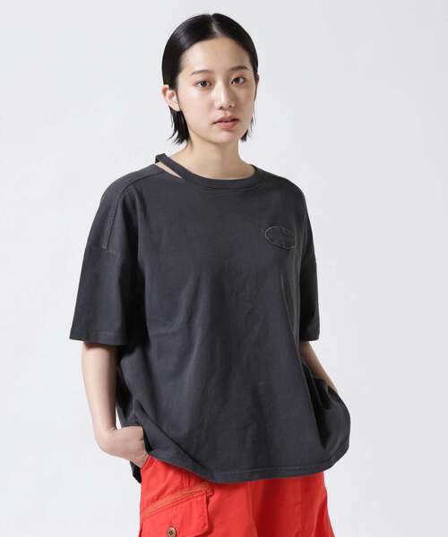 AVIREX（アヴィレックス）の「OPEN NECK T-SHIRT/ オープンネックTシャツ（Tシャツ/カットソー・レディース・ラベンダー/ブラック・F）」の15枚目の写真
