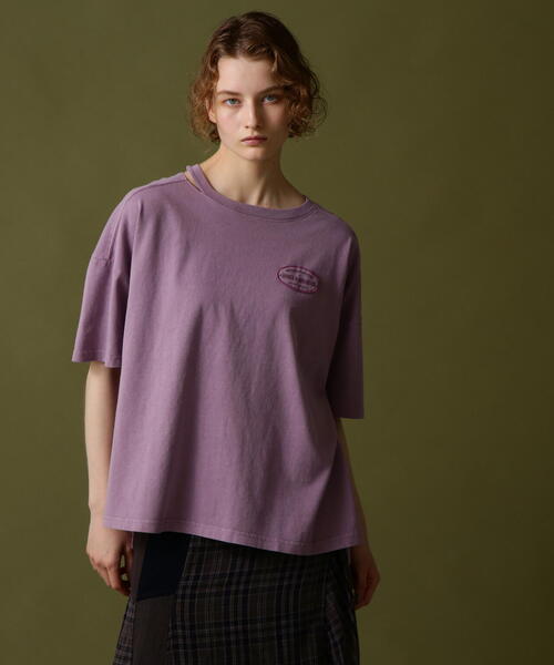 AVIREX（アヴィレックス）の「OPEN NECK T-SHIRT/ オープンネックTシャツ（Tシャツ/カットソー・レディース・ラベンダー/ブラック・F）」の19枚目の写真