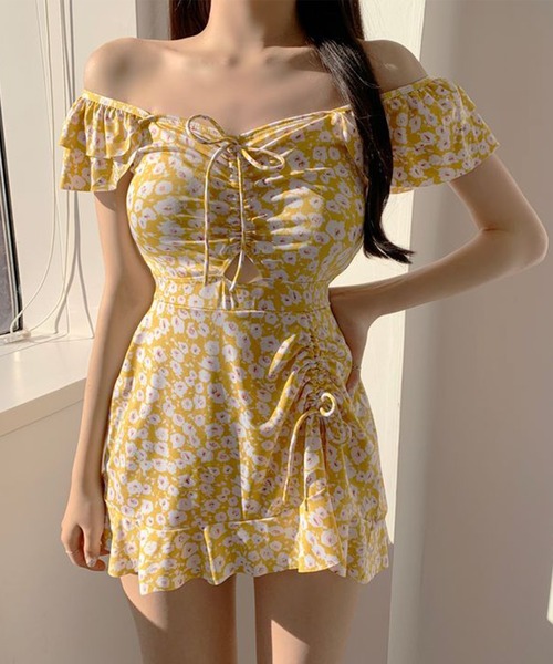 Jasmine】レトロ花柄ワンピーススイムウェア (SS)（水着）｜Jasmine