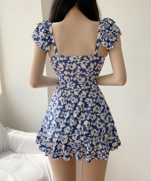 Jasmine Grandiflorum（ジャスミングランディフローラム）の「【Jasmine】レトロ花柄ワンピーススイムウェア (SS)（水着・レディース・ピンク/ネイビー/イエロー/パープル/ライトブルー/ライトグリーン・X-LARGE/LARGE/MEDIUM）」の16枚目の写真