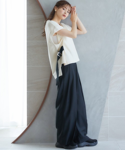 miclat（ミクラ）の「大きいサイズ　サイドベルトスウェットベスト　miclat（スウェット・レディース・クリーム/ネイビー・3L～4L/L～LL）」の2枚目の写真