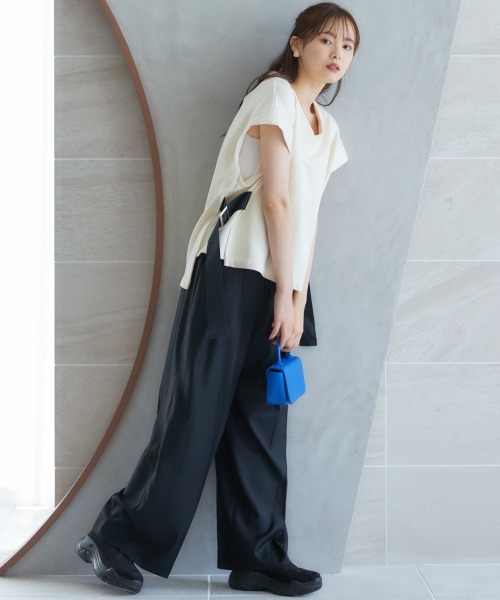 miclat（ミクラ）の「大きいサイズ　サイドベルトスウェットベスト　miclat（スウェット・レディース・クリーム/ネイビー・3L～4L/L～LL）」の9枚目の写真