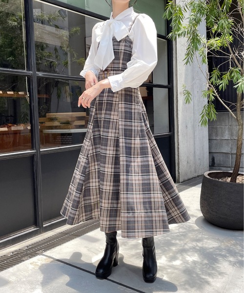 one way（ワンウェイ）の「フレアラインジャンスカ（ジャンパースカート・レディース・ダークブルー/ダークグレー/ブラック・FREE）」の3枚目の写真