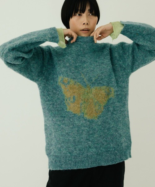 oblekt（オブレクト）の「MOHAIR BRUSHED KNIT（ニット/セーター・レディース・オレンジ/グリーン・FREE）」の2枚目の写真