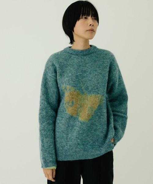oblekt（オブレクト）の「MOHAIR BRUSHED KNIT（ニット/セーター・レディース・オレンジ/グリーン・FREE）」の4枚目の写真