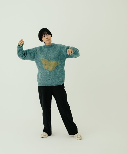 oblekt（オブレクト）の「MOHAIR BRUSHED KNIT（ニット/セーター・レディース・オレンジ/グリーン・FREE）」の6枚目の写真