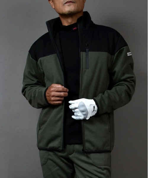 COMON GOLF(コモンゴルフ)の「裏フリース 防風 防寒 フルジップ ゴルフウェア スタンドネック ブルゾン ジャケット(ゴルフグッズ・メンズ・杢グレー/ネイビー/ヘザーチャコール/カーキ・XXL/XXXL/M/XL/L)」の5枚目の写真