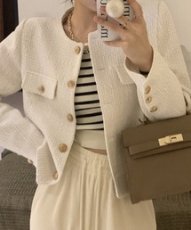 deux amour（ドゥーザムール）の「カレッジボタンツイードクルーネックJK（テーラードジャケット）」