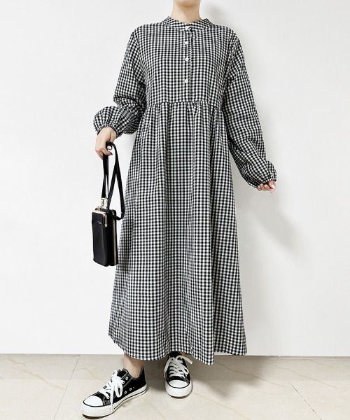 ストライプ柄シャツワンピース（ワンピース）｜Doux Belle