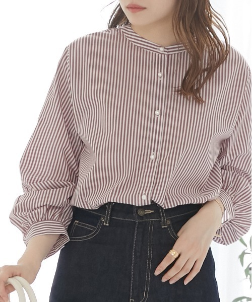 nissen(ニッセン)の「パール調ボタンブラウス(前後2WAY・袖2WAY)(シャツ/ブラウス・レディース・オフホワイト/ブラック/ボルドー・L/M)」の3枚目の写真