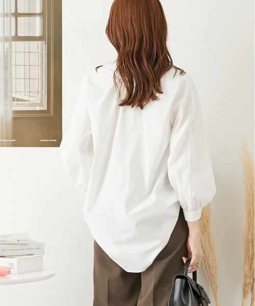 nissen(ニッセン)の「パール調ボタンブラウス(前後2WAY・袖2WAY)(シャツ/ブラウス・レディース・オフホワイト/ブラック/ボルドー・L/M)」の10枚目の写真