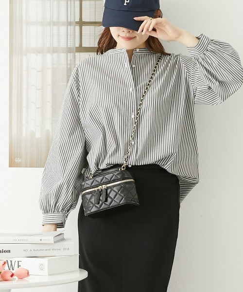 nissen(ニッセン)の「パール調ボタンブラウス(前後2WAY・袖2WAY)(シャツ/ブラウス・レディース・オフホワイト/ブラック/ボルドー・L/M)」の12枚目の写真