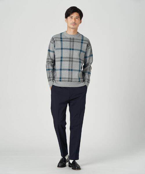 PLUS ONE(プラスワン)の「PLUS ONE(プラスワン)【メンズ】チェック柄クルーニット(ニット/セーター・メンズ・グレー/ブラック・M/XL/L)」の16枚目の写真