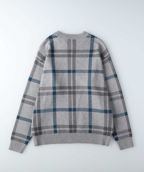 PLUS ONE（プラスワン）の「【PLUS ONE】【BENRY】チェック柄クルーネックニット（ニット/セーター・メンズ・グレー/ブラック・M/XL/L）」の3枚目の写真