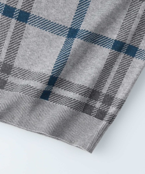 PLUS ONE（プラスワン）の「【PLUS ONE】【BENRY】チェック柄クルーネックニット（ニット/セーター・メンズ・グレー/ブラック・M/XL/L）」の6枚目の写真