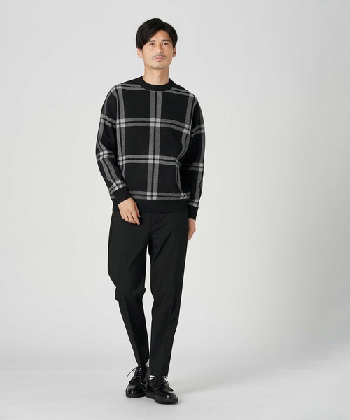 PLUS ONE（プラスワン）の「【PLUS ONE】【BENRY】チェック柄クルーネックニット（ニット/セーター・メンズ・グレー/ブラック・M/XL/L）」の7枚目の写真