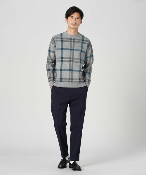 PLUS ONE（プラスワン）の「【PLUS ONE】【BENRY】チェック柄クルーネックニット（ニット/セーター・メンズ・グレー/ブラック・M/XL/L）」の9枚目の写真