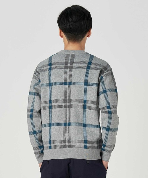 PLUS ONE（プラスワン）の「【PLUS ONE】【BENRY】チェック柄クルーネックニット（ニット/セーター・メンズ・グレー/ブラック・M/XL/L）」の10枚目の写真