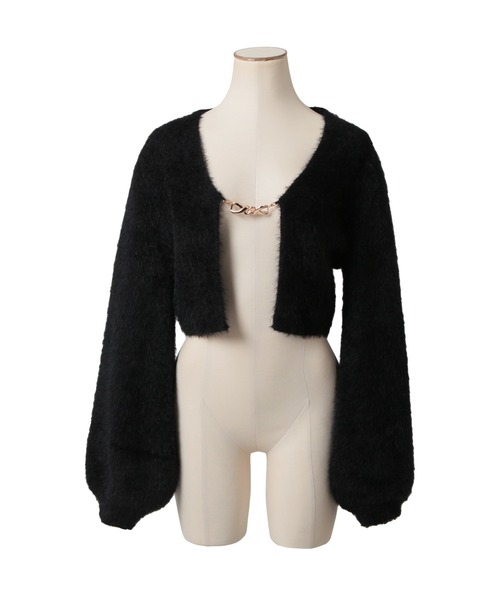 Julia Boutique（ジュリアブティック）の「チェーン付きシャギーニットカーディガン+キャミソールセット/23507（アンサンブル・レディース・オフホワイト/ブラック・ONE）」の20枚目の写真